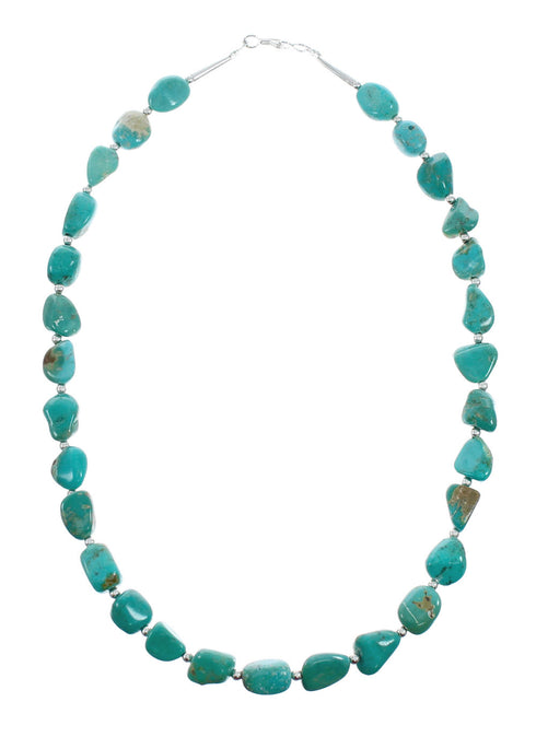 Navajo Turquoise Sterling Silver Pendant Bead Necklace X10730
